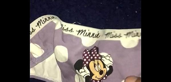  Cum on Minnie Mouse panties thong